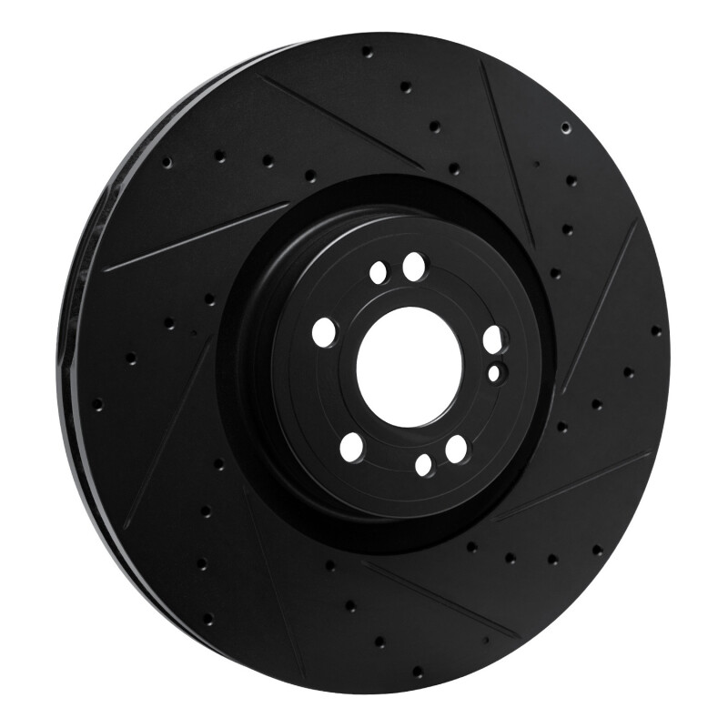 Mercedes-Benz GLE450e Brake Rotor (1) - Front Right - R1 Concepts - Drilled & Slotted - Black - `20-`26